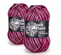 4-Ply Sock Yarn 2-Pack 240g, New Zealand Wool, Superwash - Raspberry Ripple | Extra yardage for 2 large pairs of adult socks. Soft, durable, machine washable and designed to retain shape wash after wash.