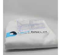 4-Pocket 2-Tier Landscape Business Card Holder - Clear Acrylic Desktop Display Stand with Rounded Corners for Enhanced Safety - High Clarity Injection Molded