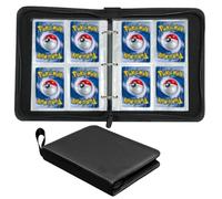 4 Pocket Card Binder, 50 Pages 400 Pockets Trading Cards Sleeves, PU Textured Cover Waterproof Folder, Portable Collection Pack with Zipper (Clear Page, 400 Pocket)