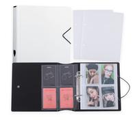 4-Pocket Kpop Photocard Binder A5 D-Ring Photocard Holder with 50Pcs Inner Sleeves Korean Photocard Collect Book Holds 200 Cards (White)