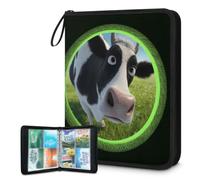 4-Pocket Trading Card Binder Holds 400 Cards with 50 Removable Double-Sided Sleeves, Sport Card Collection Album Folder Compatible with TCG MTG Game Cards(Cow Watching You)