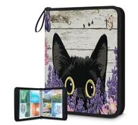 4-Pocket Trading Card Binder Holds 400 Cards with 50 Removable Double-Sided Sleeves, Sport Card Collection Album Folder Compatible with TCG MTG Game Cards(Cat Watching You Wooden Flower)