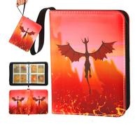 4 Pocket Trading Card Binder with 400 Pockets and Zipper for Card Collection, Waterproof and PU TCG Holder Folder with 55 Removable Sleeves, Album Book Gift for Kids and Card Collectors