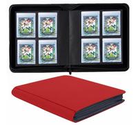 4 Pockets Card Binder for Semi Rigid Card Holders, Ringless Card Binder Album Holds 160Pcs Hard Sleeves, Semi Card Holder Binder with Sleeves for PSA, BGS & Grading, CSG, Clear TCG Protector (Red)