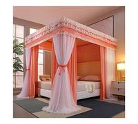 4 Poles Bed Canopy Four Seasons Universal Bed Curtain - Blackout & Dustproof, Girls Bedroom Mosquito Net