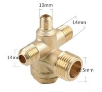 4-Port Brass Air Compressor Check Valve with Male Threaded Connectors, High-Reliability Return Valve for Direct Air Compressor Systems, 0.6 MPa Wor(10×14×14×20MM B)