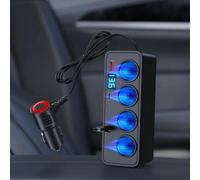 4 Port Car Charger Splitter 120W With Voltage Display Supports 0 And PD Fast Charging For Multiple Devices Compatible With 12V And 24V Vehicle