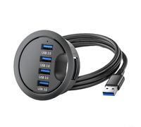 4 Port Desktop Grommet USB 3.0 Hub Data Transfer Cable Management System With 1.2M Cable For PC Laptops Computer Workstation Office Desk Organization