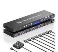 4 Port HDMI KVM Switch 1 Monitor 4 Computers, 8K60Hz 4K120Hz USB 3.0 KVM Switch, Control 4 PCs with 1 Monitor, Keyboard and Mouse