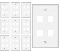 4 Port Keystone Wall Plate 10-Pack Single Gang Face Plate for RJ45 Keystone Jack and Modular Inserts White by Tedgetal