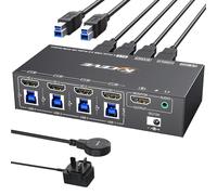 4 Port KVM Switch HDMI 8K@60Hz, KVM Switch 4 Computers Simulation EDID