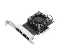 4 Port PCIe Ethernet Network Card, 100/1000/2500Mbps PCI Express Server LAN Card, Gigabit Ethernet Interface Adapter with 8 LED Indicators, RJ45, X4,X8,X16 Slot, for Linux for Win
