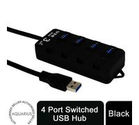 4 Port Switched Usb Hub Black - Multi Socket Power Splitter For Workshop & Site Office