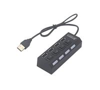 4-Port USB 2 0 Hub with Individual LED Lit Power Switches Ultra Slim Portable Data Multi Port Splitter and Expander Plug-and-Play Hot Swappable Compatible Windows Linux Mac Systems MacBook Devices