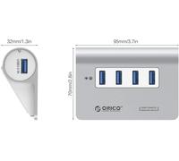 4-Port USB 3.0 Aluminum HUB Portable HUB USB 3.0 Cable Macs,