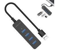 4 Port USB 3.0 Hub: Multi-Port USB Adapter, High Speed USB Expansion | 4 Port USB Hub for Laptop, Fast Data Transfer, Compact USB Splitter, Portable Laptop Accessory, East