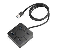 4 - Port USB 3.0 Hub Splitter Docking Station, USB Hub for Laptop Expansion, 4 - in - 1 Multipurpose USB3.0 Splitter with Power Supply Port for External Hard Drives, Keyboards and (Black)