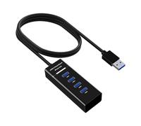 4 Port USB 3.0 Hub Splitter, Ultra Slim USB Extender, 5Gbps Hub for Laptop, Windows PC, Mac, Printer, External Hard Drive, Mobile Devices with 1M Cable, Multi-Port High-Speed Data Transfer Splitter