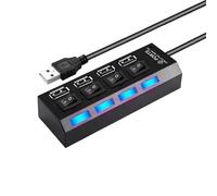 4-Port USB 3.0 Ultra Slim Data Hub with LED Switches,[Upgraded Version] USB Extender for Mouse,High Speed Multiport uSB-A Adapter Splitter For Laptops, PC, Printer, Usb Storage Derive (Black)