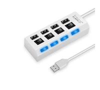 4-Port USB 3.0 Ultra Slim Data Hub with LED Switches,[Upgraded Version] USB Extender for Mouse,High Speed Multiport uSB-A Adapter Splitter For Laptops, PC, Printer, Usb Storage Derive (White)