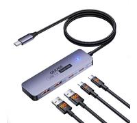 4 Port USB 3.2 Adapter, QUUGE USB C Hub 10Gbps with 2 USB-C & 2 USB-A Data Ports, 1m Nylon Cable, LED, Aluminum USB 3.2 Splitter compatible with MacBook Pro/Air, Dell, Lenovo ThinkPad, iPad, Galaxy