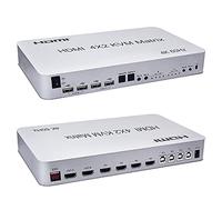 4 Port USB HD KVM Matrix 4X2 Dual Monitor 4K@60Hz HDR Switch Splitter 4 in 2 out HD 2.0 Switcher For USB2.0 Keyboard Mouse PC With dual independent audio