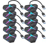 4 Port USB Hub 10 Pack, FEMORO USB 3.0 Hub Powered Splitter Expander, Multi Extra USB Port Extender Adapter Charging & High Speed Data Transfer for Laptop PC MacBook Mac Pro Mouse Keyborad