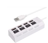 4 Port USB Hub 2.0,Multi Port USB Extender Connector,USB Hub,Multiport USB Hub Splitter for PC Laptop Desktop Adapter etc,4-Port Ultra-Slim USB 2.0 Hub with On/Off Switch Multi LED Adapter (White)