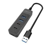 4-Port USB Hub with USB3.0, USB2.0 & Type C for Laptops/PCs/Mobiles | 5Gbps Data Transfer Fast Speed USB Hubs for Laptop