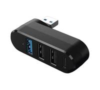 4 Port USB3.0 Hubs 180° Degree Rotatable USB Splitter with 3 USB Port 1 USB C Powered Data Port USB Extender for Laptop