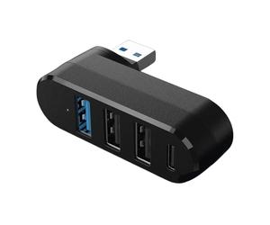 4 Port USB3.0 Hubs 180° Degree Rotatable USB Splitter with 3 USB Port 1 USB C Powered Data Port USB Extender for Laptop