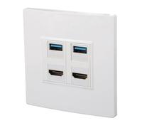 4 Port Wall Plate, Professional HD Multimedia Interface Ethernet Wall Plate 4K 60HZ for TV for Projector