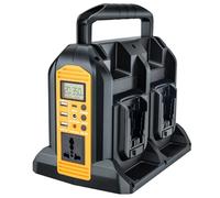 4-Ports 350W Power Inverter for Dewalt 18v Battery, Portable DC 18V to AC 220-230V Outdoor Generators Converter with USB-A & Type-C Port,300LM LED Light for Camping Emergency
