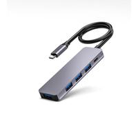 4 Ports Aluminum Alloy USB Hub with 4 USB3.0 TypeC Adapter 5Gbps 100W TypeC Charging for Type C and USB Devices