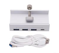 4 Ports Aluminum USB 3.0 Hub Docking Station with Multi-Hub Splitter Adapter, High-Speed 5Gbps Data Transfer, Clamp-On Design Fits 10-32mm Monitors or