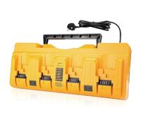 4 Ports Battery Charger Compatible with Dewalt Battery Charger, 12V/18V/20V DCB Battery Charging Replacement Fast Charging Multi Charger Station with Intelligent Indicator LED, Wall Mount & Handle
