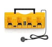 4 Ports Battery Charger Compatible with Dewalt, Charge Replacement for DCB Series Battery, 3.0A 12V 18V 20V MAX Li-ion Charger with Double 2.1A USB Ports