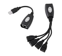 4 Ports USB 2.0 To RJ45 Hub Ethernet Extension Extender, USB Network Adapter with 50M/164ft Range, Compatible with Cat5/Cat5E/Cat6 Cables, for USB Cameras, Printers, Webcams, Keybo