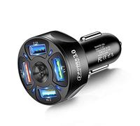 4 Ports USB Car Charger Mobile Phone, Cigarette Lighter Charger Accessories Compatible with Tablets, iPhones, Samsung