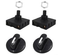 4 Position Rotary Switch 3 Fan Selector With Knob 13A 250V AC For Heater Control Panel Mounting Black ABS 2 Sets(Type A)