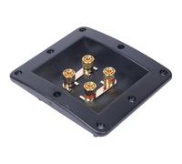 4 Position Speaker Terminal Cup Connector Box with Pure Copper Terminals and Gold-Plated Contacts, ABS Housing for Pro Audio Speaker Drivers & Horns, Black