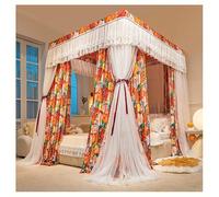 4 Poster Bed Canopy with Double Rod Frame - Princess Mosquito Net Set for Girls Bedroom, 2-Layer Bed Canopy with Curtains, Double/King/Super King Size Bed(Size:1.5×2m,Color:A)