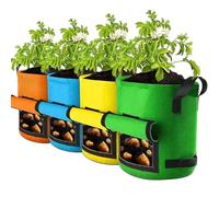4 * Potato Grow Bags Grow Bags Fabric Vegetable Container Potato Planter Tomato Growing Bag Onion Planting Pot Carrot Planter Breathable Gardening Container Root Growth Bag