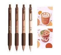 4 Press Neutral Pens, 2 Sticky Notes and Message Stickers, Black Ink, Cute and Creative, Student Signature Pen, School Office Supplies.