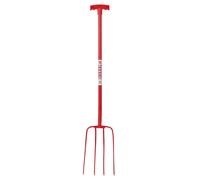 4 Prong Manure Fork Steel Shaft Mucking Out Silage Graip T Handle Red Gorilla