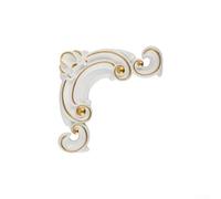 4 PVC Decorative Corner Flower Decals for Door, Cabinet and Bed Borders Retro Style Floral Design (White with Gold)