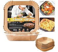 4 qt Air Fryer Liners, Chefman Air Fryer Liners, Disposable 4qt Air Fryer Liner for Chefman TurboX 4-in-1& 4.5 QT Cuisinart Airfryer, Non-stick Parchment Paper for Frying, Baking- Unbleached(120Pcs)
