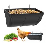 4 Quart Hanging Chicken Feeder and Waterer Set, 2-in-1 Fence Poultry Feed Trough No Waste, Heavy Duty Livestock Feeding Container Bucket with Anti-Rust Clips for Goats, Ducks, Geese & Piglets(1 Pcs)