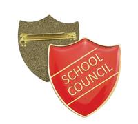 4 Red School Council Enamel Metal Shield Childrens Pupils Motivational School Praise Teachers Reward Badge Primary Teaching Services