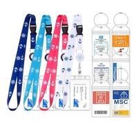 4 Retractable Lanyards with 6 Luggage Tag Holders, Zip Seal Clear Luggage Tag & Lanyard with Ship Card Holder for Carnival, NCL, MSC, Princess 2025-2026, Cruise Ship Essentials
